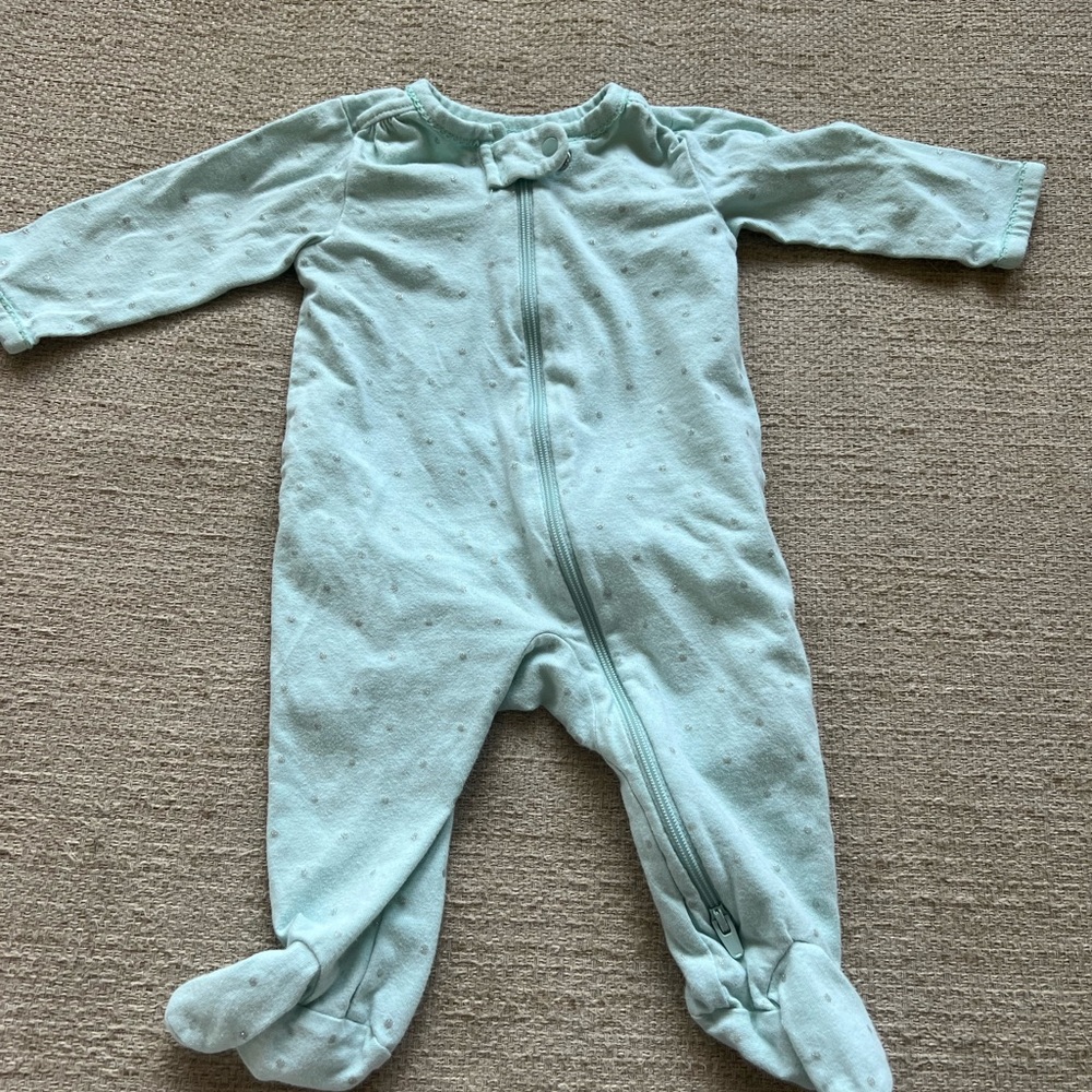 Blue and silver sleeper. Baby girl
